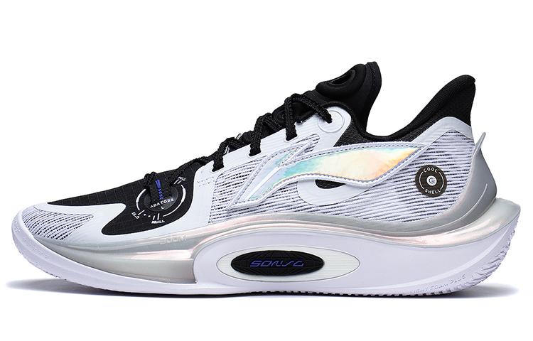 LiNing SONIC 11 Stars Abrasion Resistant Breathable Low Top Basketball Shoes Men's White Black Silver