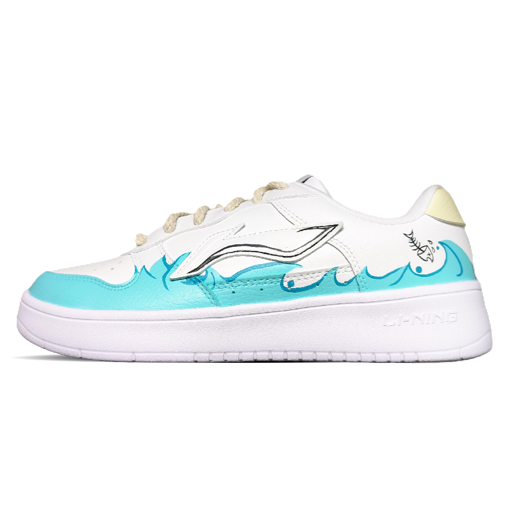 LiNing Pontoon Boats Slip Resistant, Abrasion Resistant, Breathable Low Top Skateboard Shoes Men's White Blue