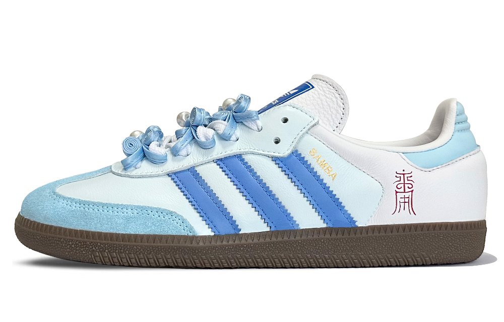 Adidas Originals SAMBA OG Moon Delivery Day And Night Lightweight Anti-Slip Low-Top Skateboard Shoes Unisex Sky Blue