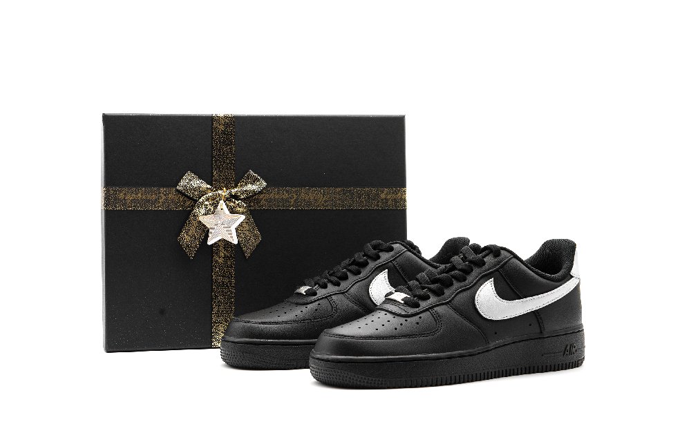 Nike Air Force 1 Slip Resistant Cushioning Abrasion Resistant Low Top Skateboard Shoes Unisex Black