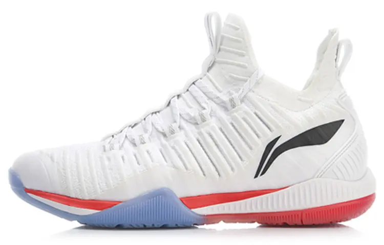 LiNing Cool Shark Shock Absorbers Slip Resistant Abrasion Resistant Low top Badminton Shoes Men's Standard White