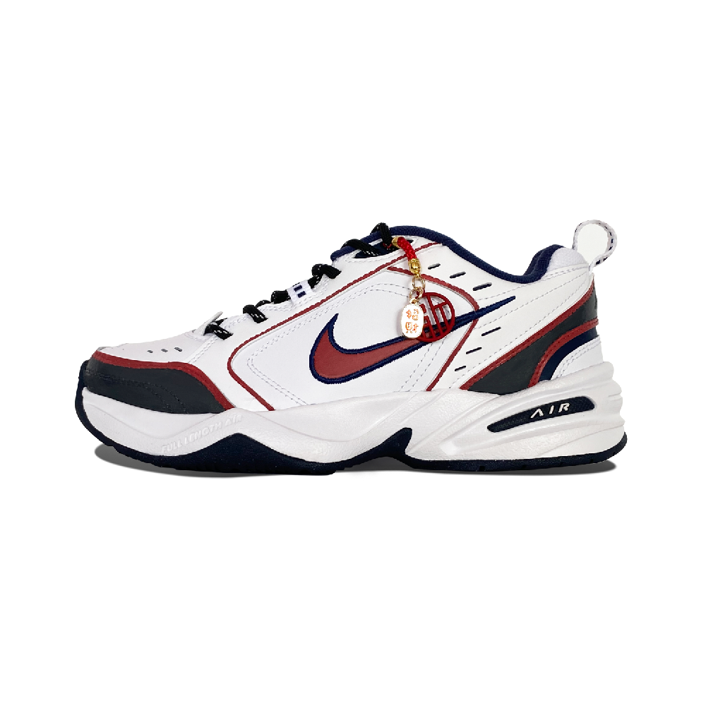 Nike Air Monarch 4 Slip-Resistant Support Height Increasing Low-Top Chunky Sneakers Unisex Red White Gray