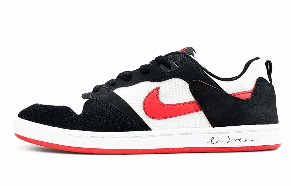 Nike SB Alleyoop Coverage Abrasion Resistant Low top Skateboard Shoes Men's Black White Red