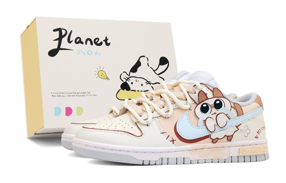 Nike Dunk 806 Planet Xiao Dou Ni Anti-Slip And Wear-Resistant Lightweight Low-Top Skateboard Shoes Women's Beige Pink
