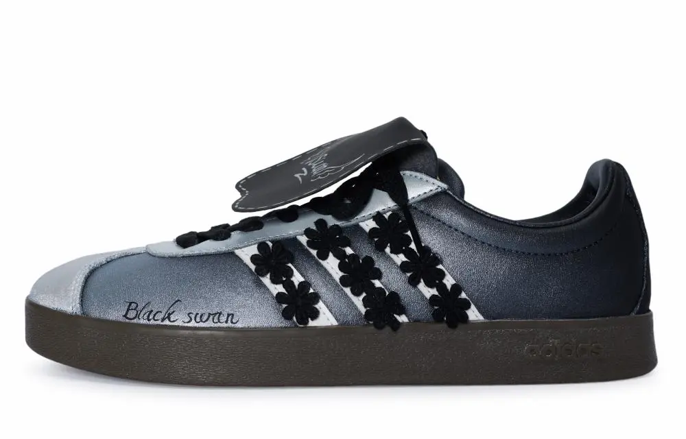 Adidas Neo Vl Court 811 Manufacture Black Swan Wear-Resistant Low-Top Skateboard Shoes Unisex Black Silver