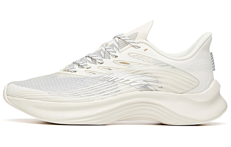 Anta Edge Cushioned Slip-Resistant Abrasion-Resistant Breathable Low-Top Running Shoes Men's White Silver