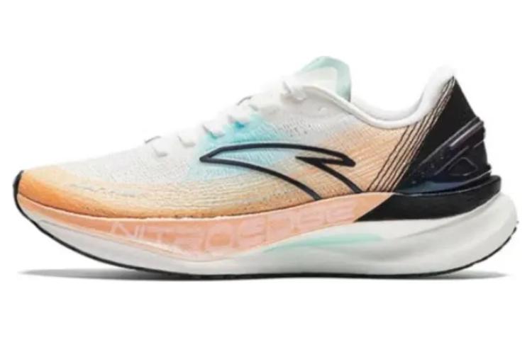 Anta Cushioned Slip-Resistant Abrasion-Resistant Low-Top Running Shoes Men's White Orange Blue
