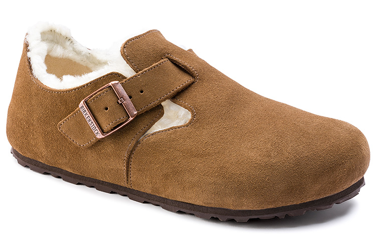 Birkenstock London Shearling Suede Leather Narrow Fit 'Tea' купить в интернет-магазине Yoocart с быстрой доставкой по России.