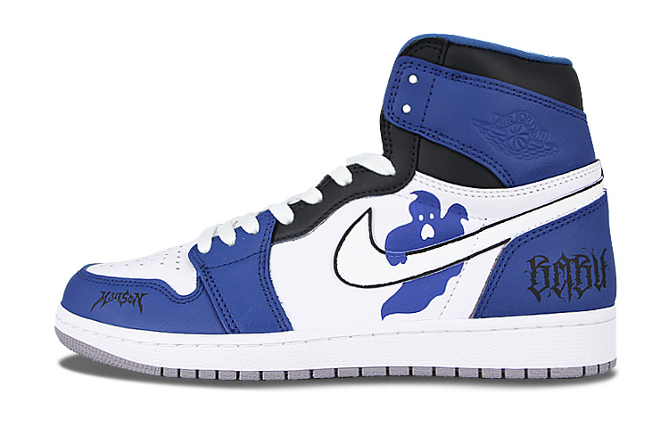 Jordan Air Jordan 1 High Cushioning Anti-Slip And Wear-Resistant High-Top Vintage Basketball Shoes Unisex Blue White