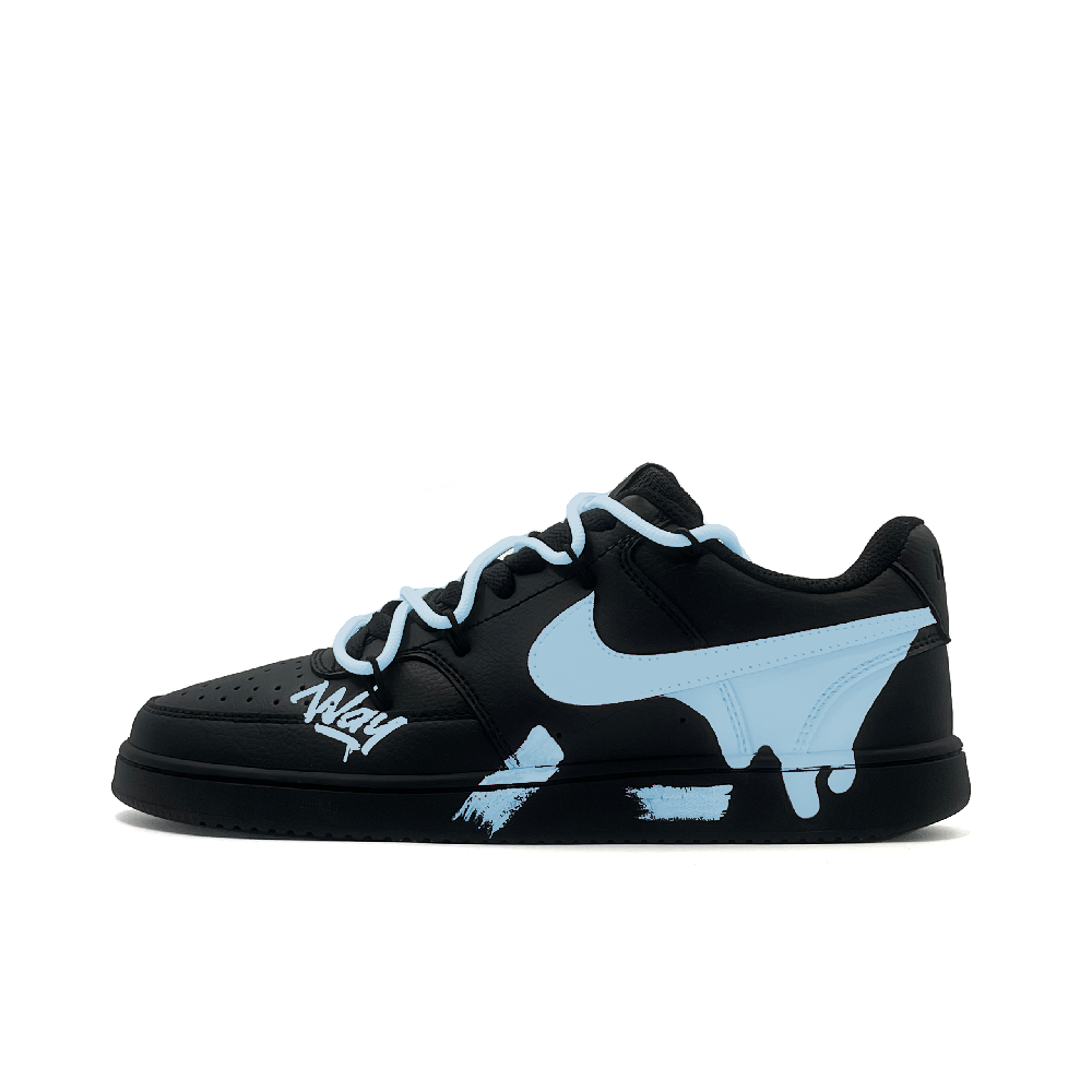 Nike Court Vision Low Wear-Resistant Slip-Resistant Low-Top Skateboard Shoes Unisex Black Blue