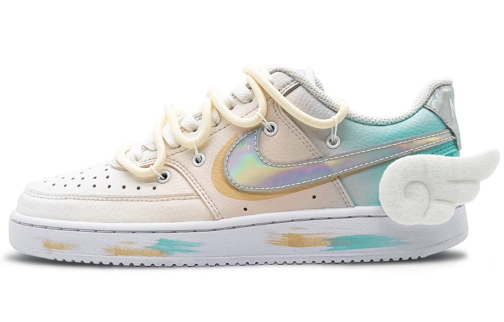 Nike Court Vision 1 Low Laser Anti-Slip Wear-Resistant Low-Top Skateboard Shoes Women's Yellow Green