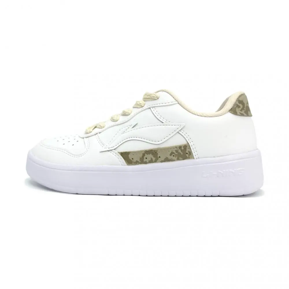 LiNing Pontoon Boats Anti Slip Wear Resistant Low Top Skateboard Shoes Unisex White