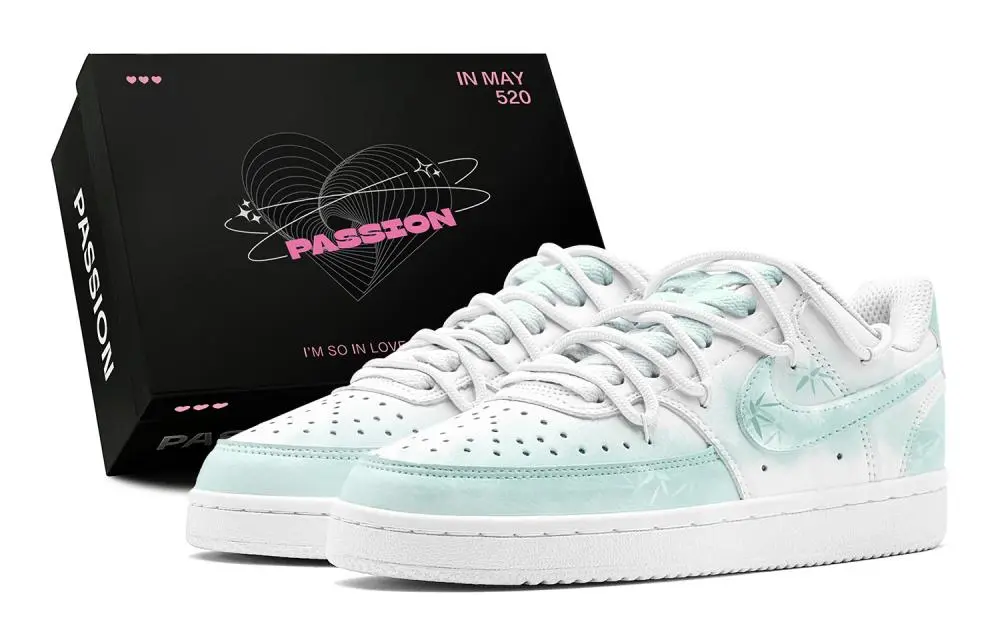 Nike Court Vision 1 Abrasion Resistant Low Top Skateboard Shoes Women's White Green