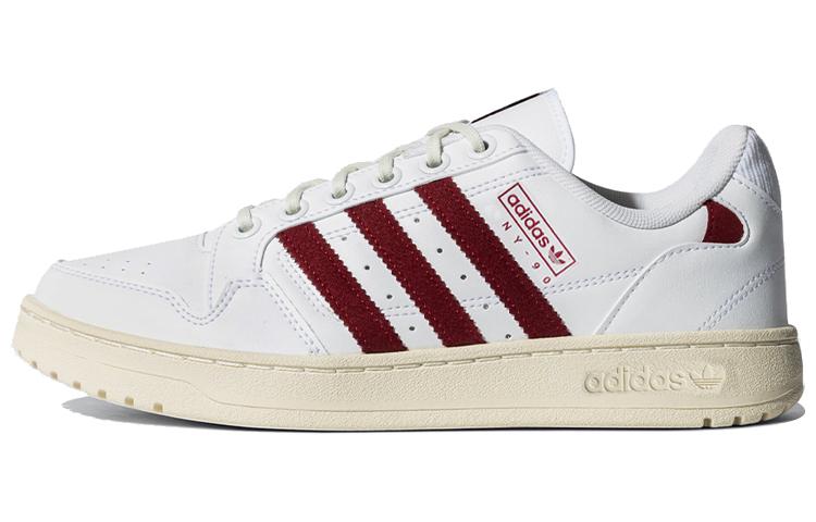 Adidas Originals NY 90 Stripes Anti-Slip Wear-Resistant Low-Top Skateboard Shoes Unisex White Red