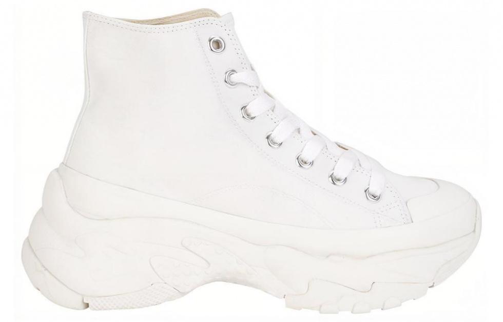 MLB Chunky Anti-Slip And Wear-Resistant Breathable High-Top Canvas Shoes Unisex White