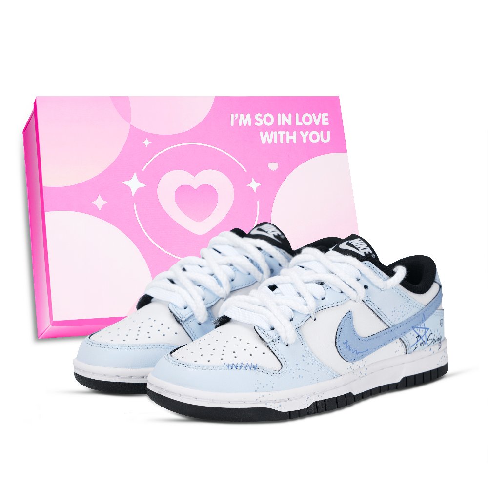 Nike Dunk Starry Sea Anti Slip Wear Resistant Low Top Skateboard Shoes Unisex Blue White