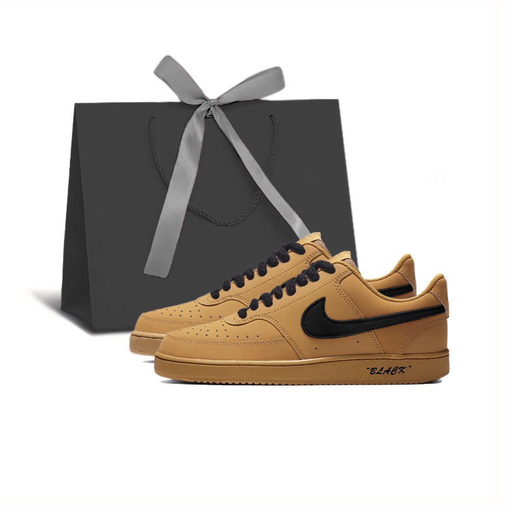 Nike Court Vision 1 Wear-Resistant Low-Top Skateboard Shoes Unisex Black Brown Wheat