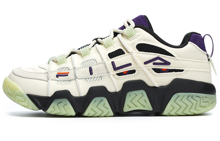 FILA FUSION Barricade Vintage Basketball Shoes Men Low-Top Antique White/Noble Purple
