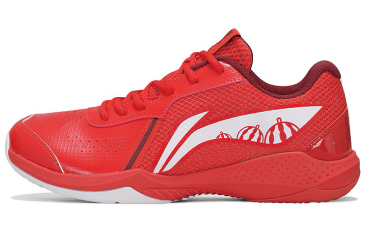LiNing Thunder Series Lite Cushioned Anti Slip And Wear Resistant Lightweight Low Top Badminton Shoes Unisex Fiery Red