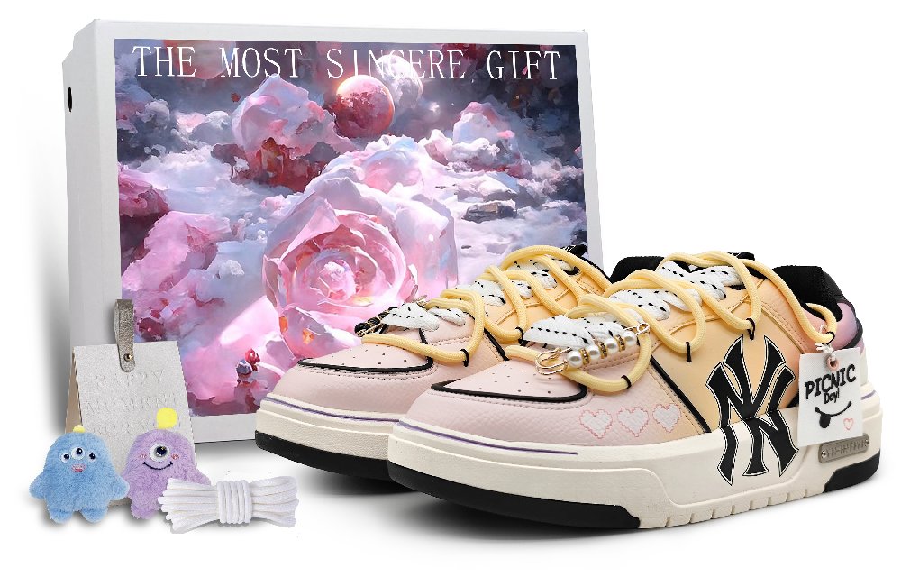 MLB Chunky Liner Low-Top Skateboard Shoes Unisex Yellow Pink Purple