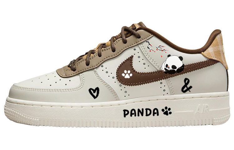 Nike Air Force 1 Tarepanda Laid-Back Giant Panda Trendy Comfortable Low-Top Skateboard Shoes Women's White Brown