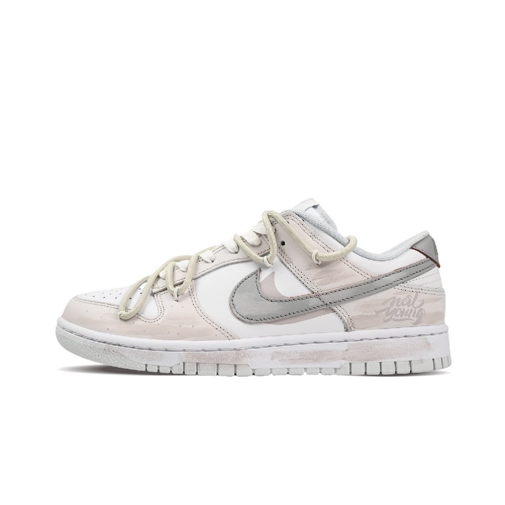 Nike Dunk Double Hook Anti Slip Wear Resistant Low Top Skateboard Shoes Unisex Gray White