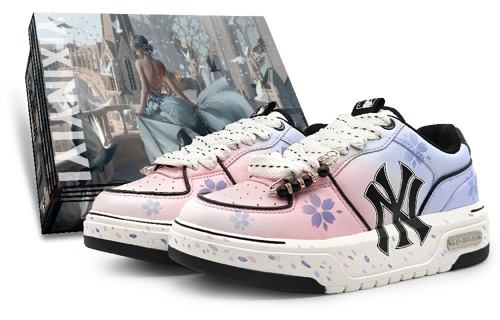 MLB Chunky Liner Low Top Skateboard Shoes Unisex Pink Purple