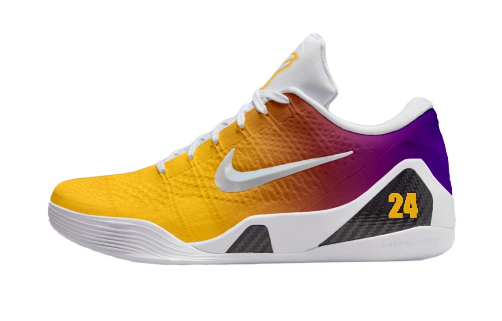 Nike Kobe 9 Cushioning Anti-Slip And Wear-Resistant Coverage Low-Top Basketball Shoes Unisex Yellow Purple