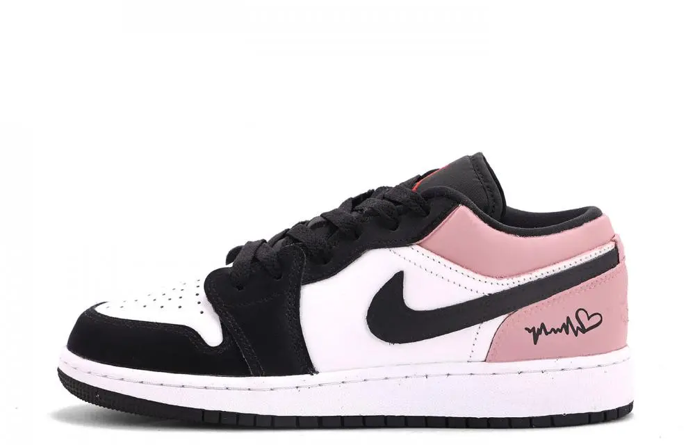 Jordan Air Jordan 1 Abrasion Resistant Coverage Low top Vintage Basketball Shoes Women's Black Pink