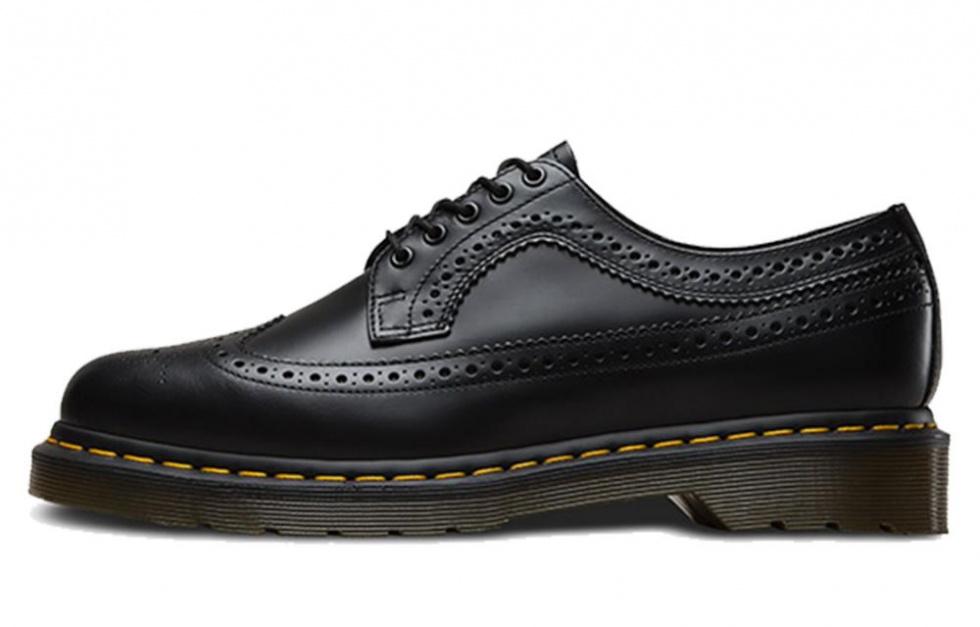 Dr. Martens 3989 Yellow Stitch Smooth Leather Brogue Black