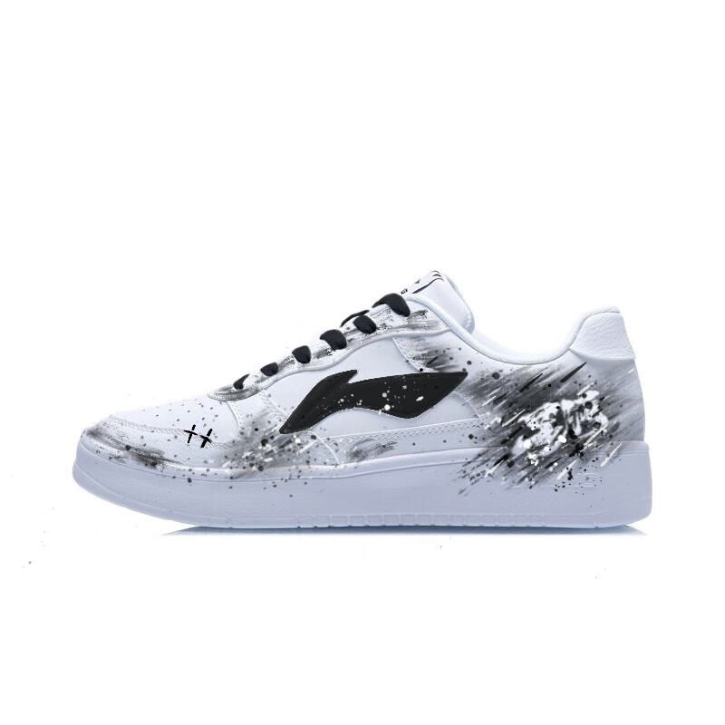 LiNing Pontoon Boats Wear resistant And Lightweight Low Top Skateboard Shoes Men's Black White