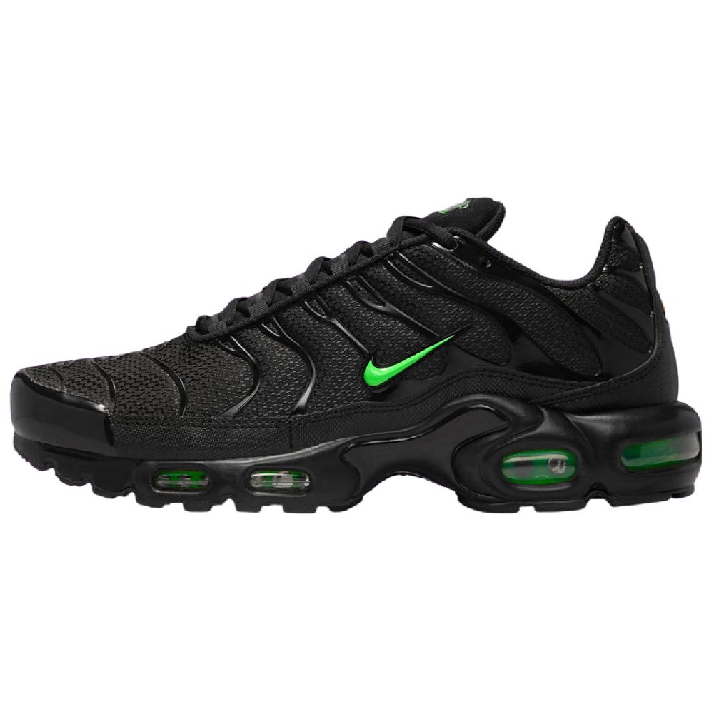 Nike Air Max Plus Abrasion Resistant Low top Running Shoes Men's Black Green