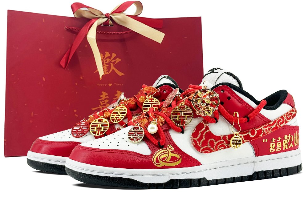 Nike Dunk Anti-Slip Wear-Resistant Low-Top Skateboard Shoes Unisex Red