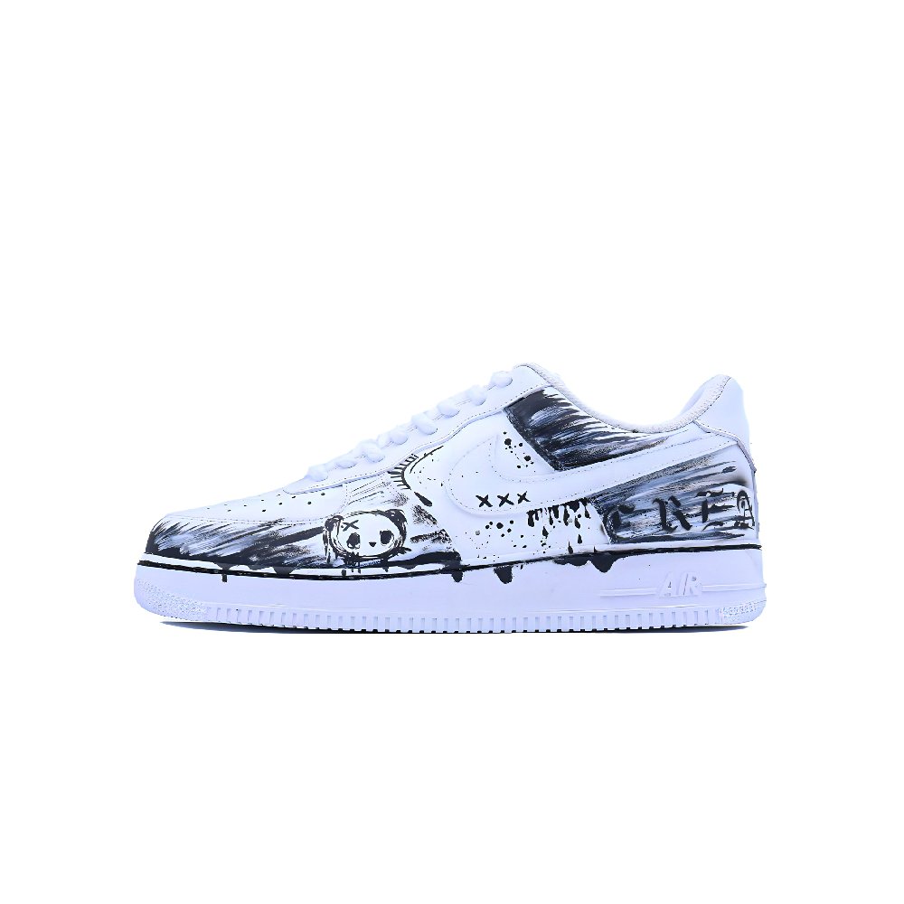 Nike Air Force 1 Gothic Bearbrick Abrasion Resistant Low Top Skateboard Shoes Unisex Black White