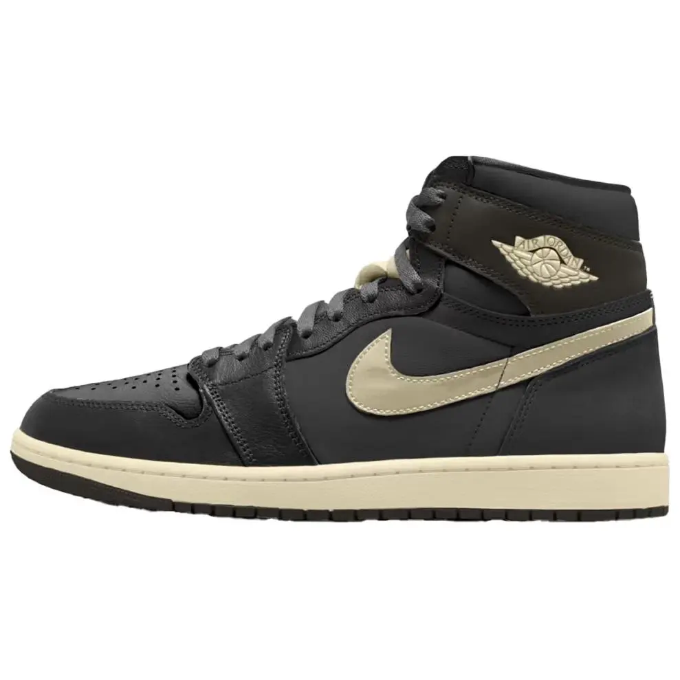 Jordan Air Jordan 1 Slip Resistant Abrasion Resistant High top Vintage Basketball Shoes Unisex Black Asian Version