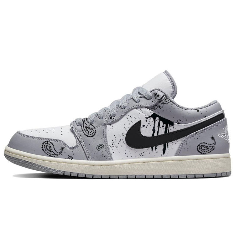 JORDAN Air JORDAN 1 Vintage Basketball Shoes Men Low Top White/Gray