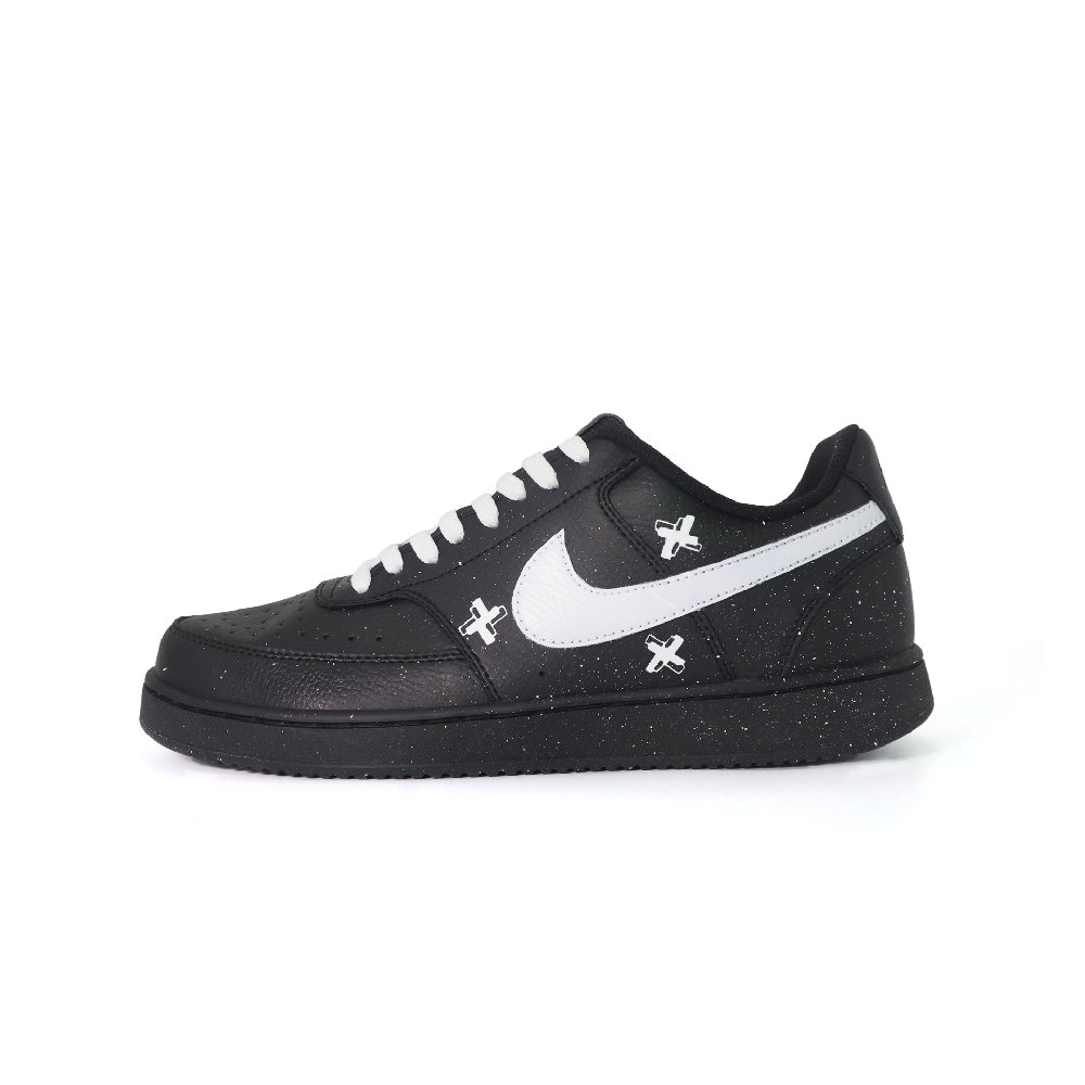 Nike Court Vision Low Star Shift Abrasion Resistant Low Top Skateboard Shoes Unisex Black White