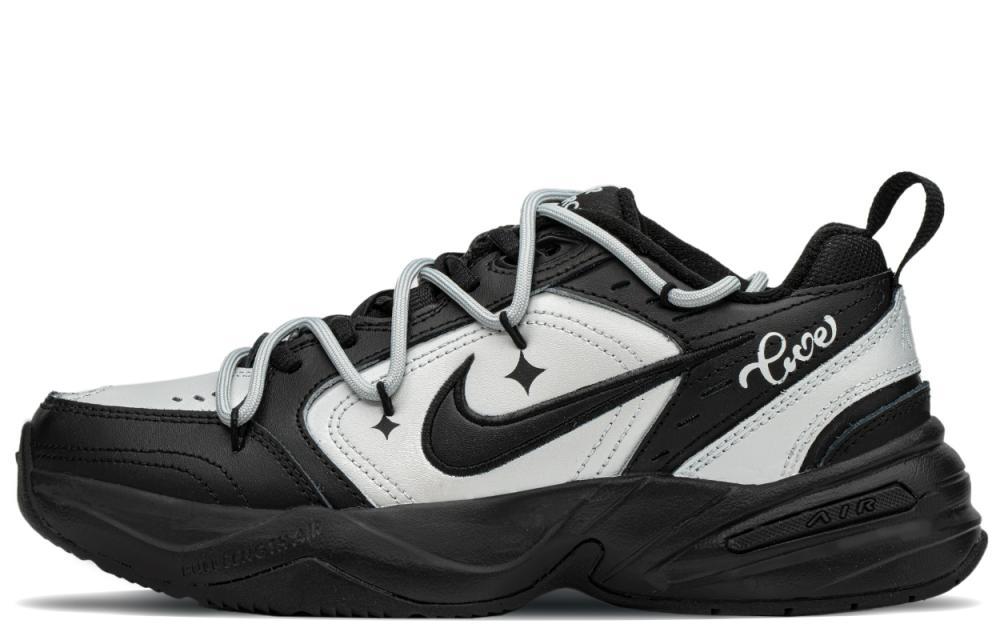 Nike Air Monarch 4 Low-Top Chunky Sneakers Unisex Black Silver