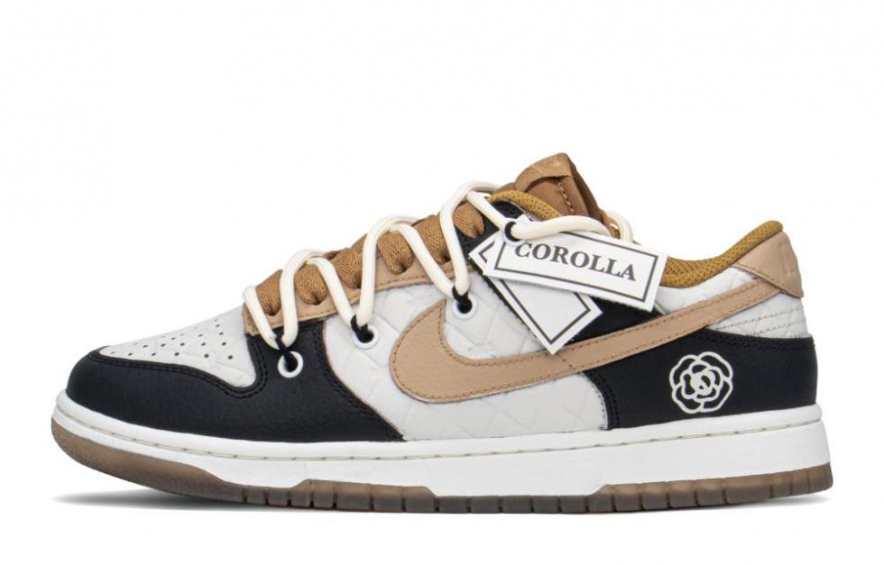 Nike Dunk Low Top Skateboard Shoes Women's Black Khaki