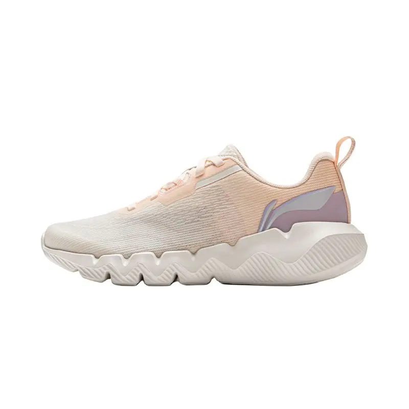 LiNing Cushioning Lightweight Abrasion Resistant Low top Casual Running Shoes Women's White Pink