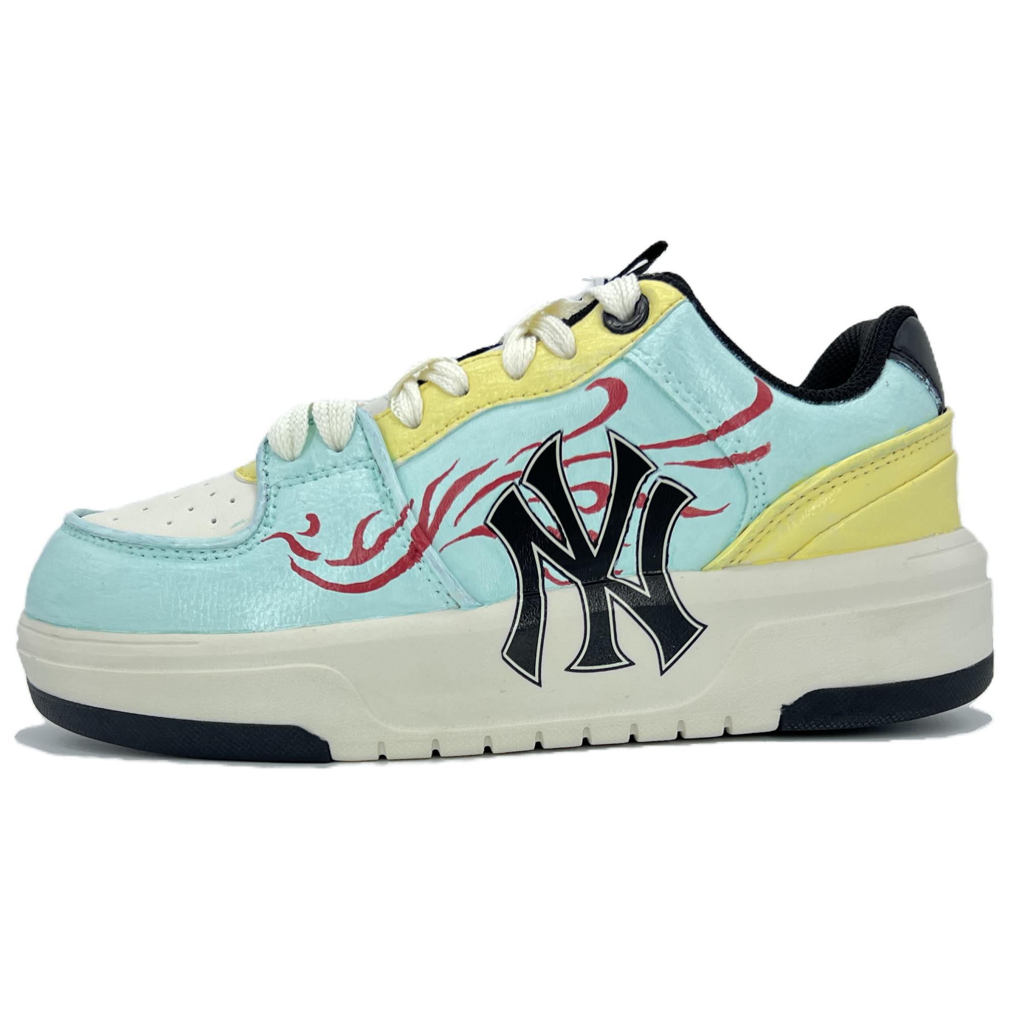 MLB Chunky Liner Anti-Slip Wear-Resistant Low-Top Skateboard Shoes Unisex Blue Yellow