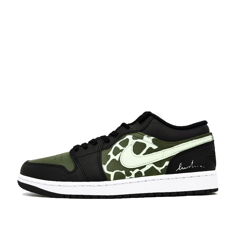 Jordan Air Jordan 1 Abrasion Resistant Low Top Vintage Basketball Shoes Men's Black Green