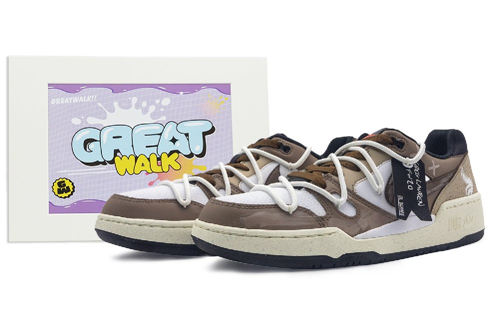 Nike Nike Full Force Low Slip-Resistant Low-Top Skateboard Shoes Men's Brown White