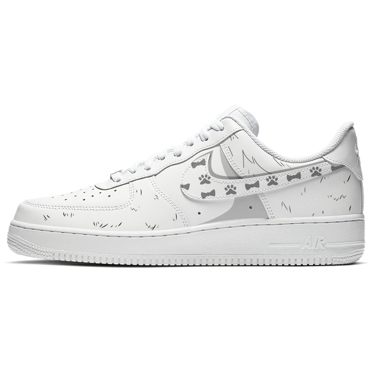 Nike Air Force 1 Anti-Slip And Wear-Resistant Lightweight Low-Top Skateboard Shoes Men's White Gray