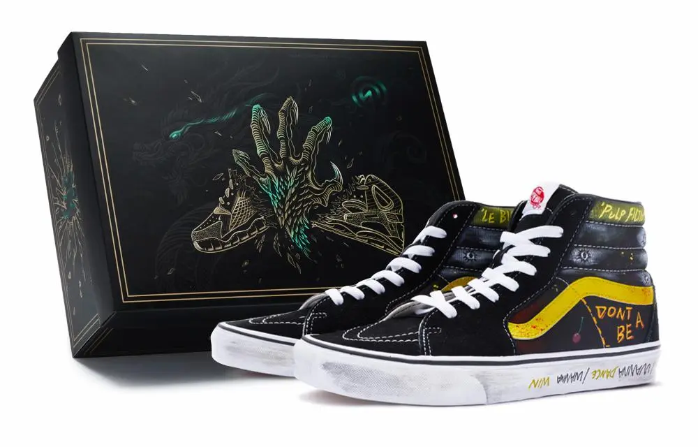 Vans SK8 High Top Skateboard Shoes Unisex Black Yellow