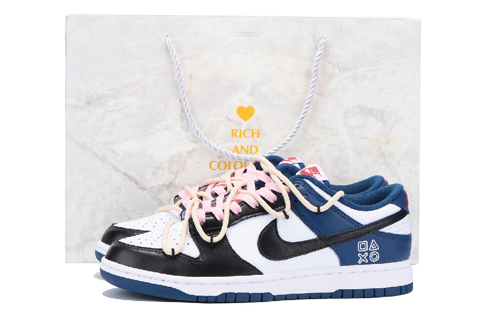 Nike Dunk Computer Gamer Box Anti-Slip And Wear-Resistant Lightweight Low-Top Skateboard Shoes Men's Black Blue