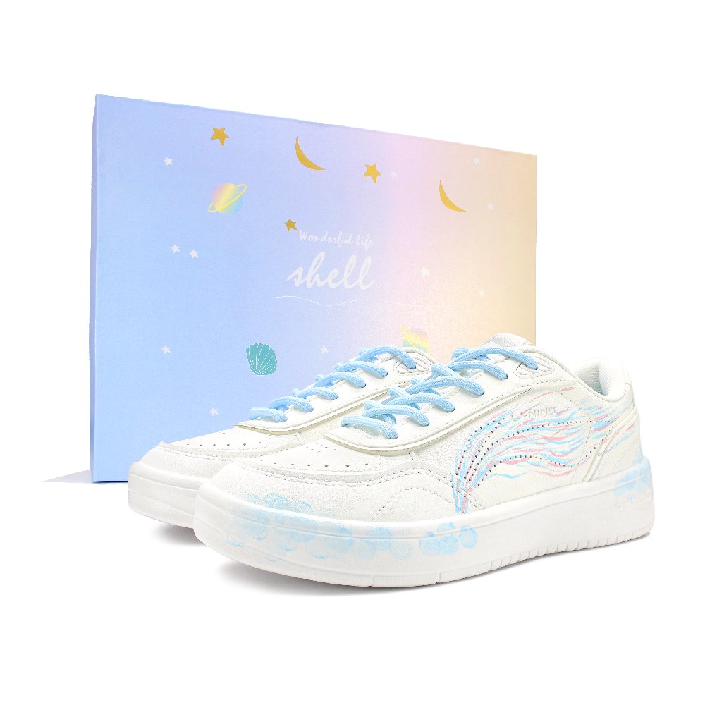 LiNing Su Anti Slip Wear Resistant Low Top Skateboard Shoes Women's Blue Pink