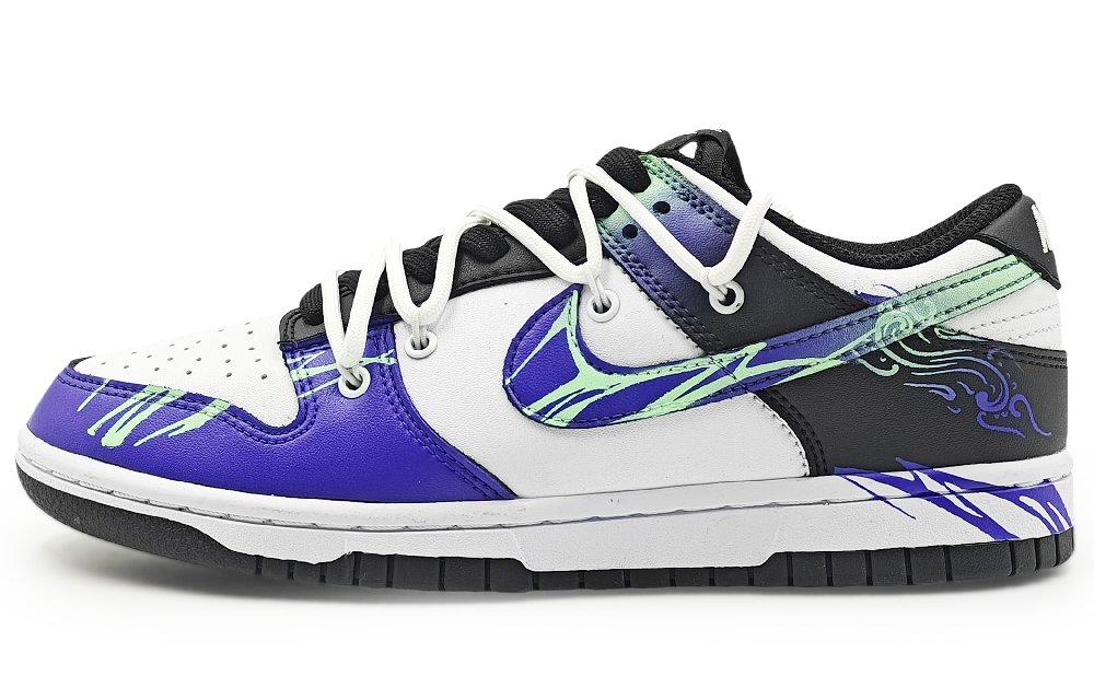 Nike Dunk 'White/Black' Abrasion Resistant Low Top Skateboard Shoes Women's Cyan Purple