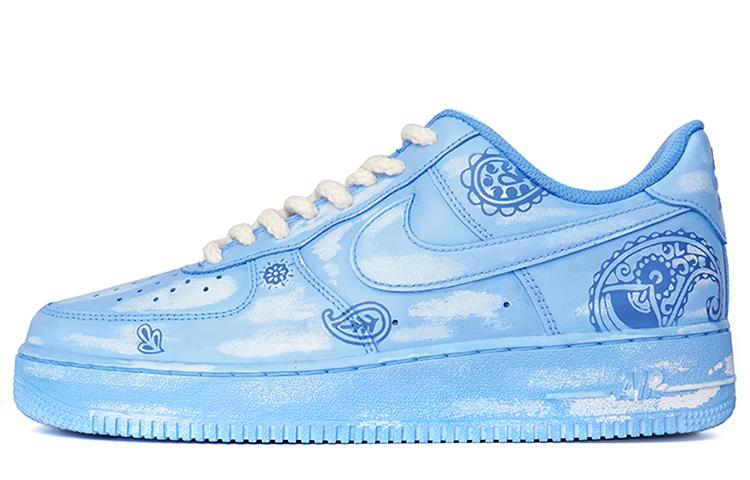 Nike Air Force 1 07 Owcm Air Force 1 Anti-Slip Wear-Resistant Low-Top Skateboard Shoes Unisex Blue White