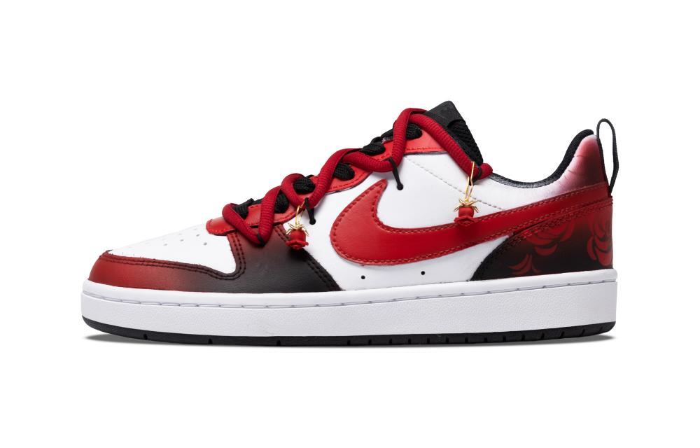 Nike Court Borough Low Anti-Slip Wear-Resistant Low-Top Skateboard Shoes GS Black Red